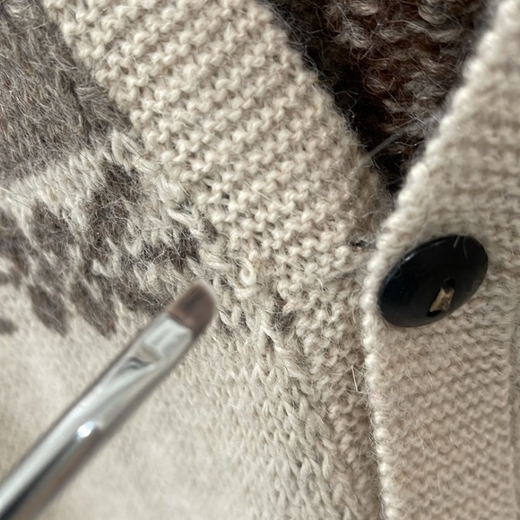 Fotrama 100% Alpaca Wool Bolivia button front knitted beige sweater cardigan M - Picture 13 of 16